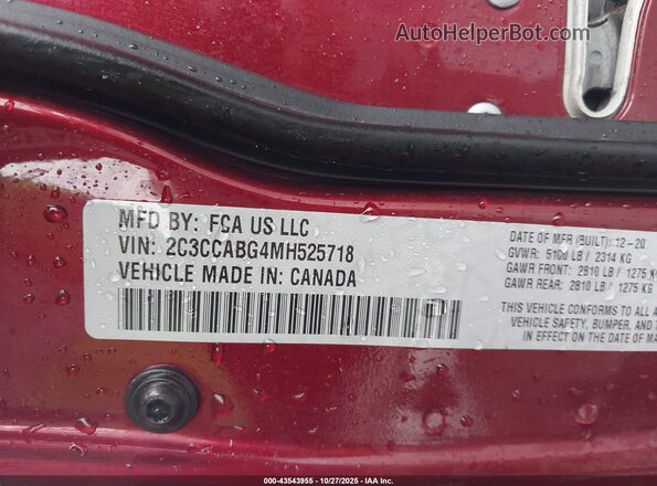 2C3CCABG4MH525718 2021 CHRYSLER 300 Burgundy Engine compartment view