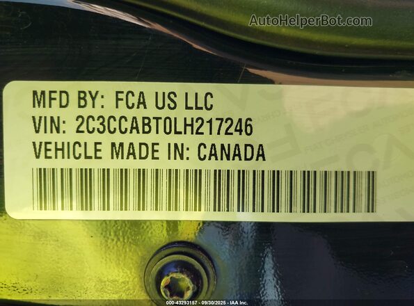 2C3CCABT0LH217246 2020 CHRYSLER 300 Black Շարժիչի բաժամունքի տեսք