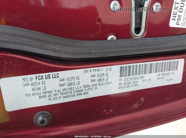 2C3CCAEG3GH212059 2016 CHRYSLER 300 Maroon Widok komory silnika