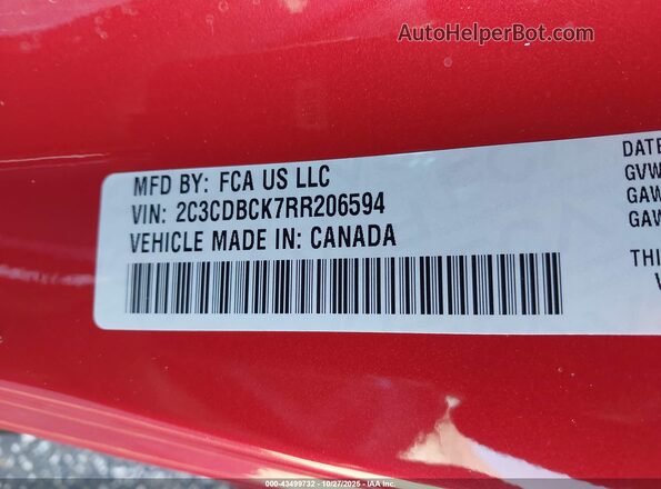 2C3CDBCK7RR206594 2024 DODGE CHARGER Red Շարժիչի բաժամունքի տեսք