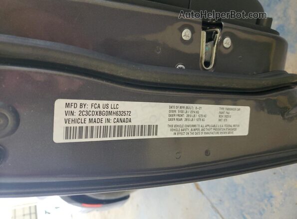 2C3CDXBG0MH632572 2021 DODGE CHARGER Серый 