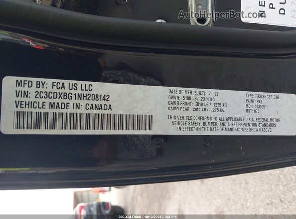 2C3CDXBG1NH208142 2022 DODGE CHARGER Black ძრავის განყოფილების ხედი