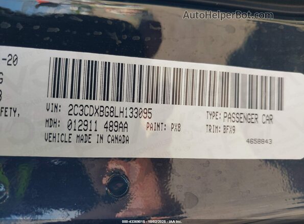 2C3CDXBG8LH133095 2020 DODGE CHARGER Black Vista del compartimento del motor
