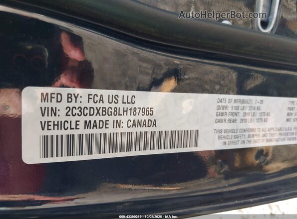 2C3CDXBG8LH187965 2020 DODGE CHARGER Black ძრავის განყოფილების ხედი