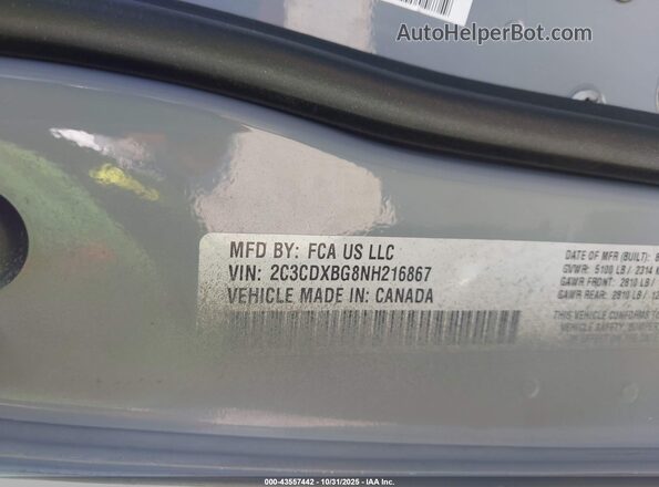 2C3CDXBG8NH216867 2022 DODGE CHARGER Gray Widok komory silnika