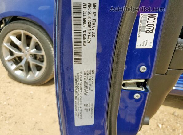 2C3CDXBG9LH187991 2020 DODGE CHARGER Blue Вид наклейки з VIN-кодом