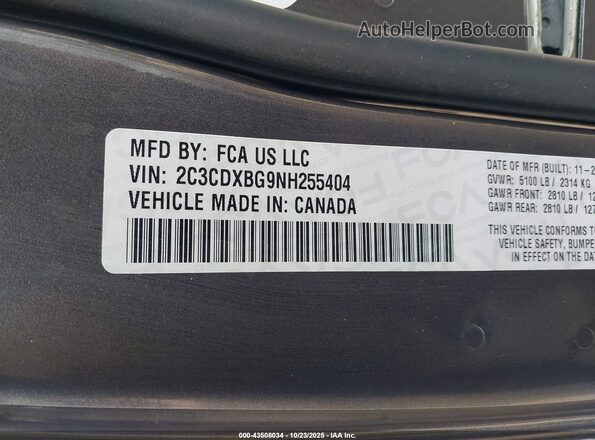 2C3CDXBG9NH255404 2022 DODGE CHARGER Серый Вид подкапотного пространства