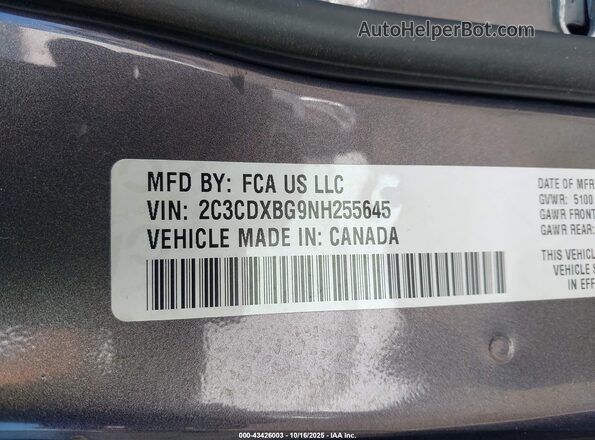 2C3CDXBG9NH255645 2022 DODGE CHARGER Gray Widok komory silnika