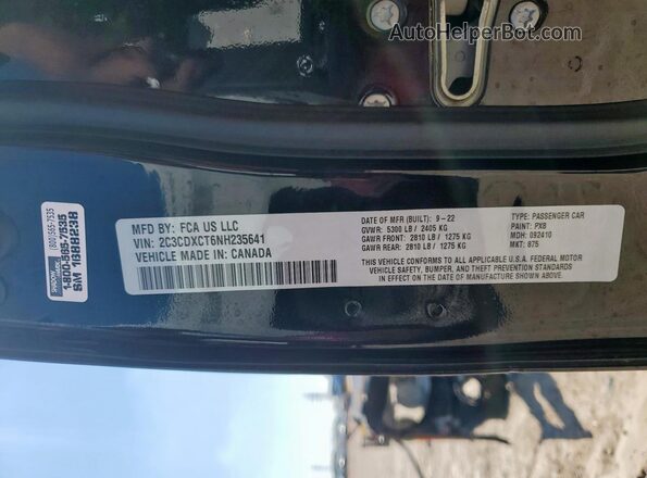 2C3CDXCT6NH235641 2022 DODGE CHARGER Черный Вид наклейки с VIN-кодом