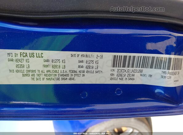 2C3CDXJG1JH231268 2018 DODGE CHARGER Blue 