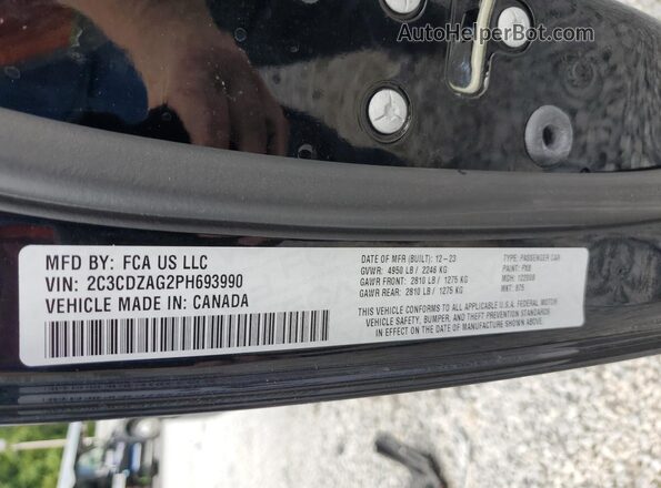 2C3CDZAG2PH693990 2023 DODGE CHALLENGER Black Շարժիչի բաժամունքի տեսք