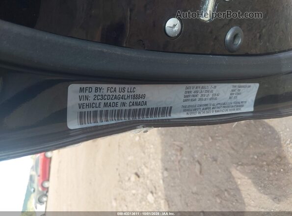 2C3CDZAG4LH188849 2020 DODGE CHALLENGER Black VIN sticker view