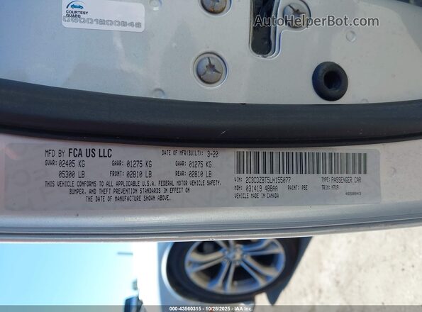2C3CDZBT5LH155077 2020 DODGE CHALLENGER Silver Вид підкапотного простору