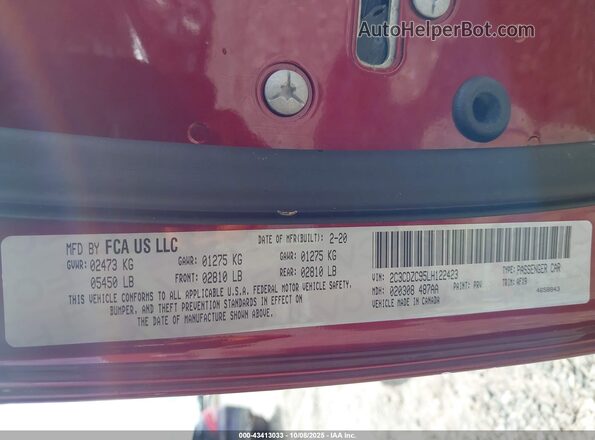 2C3CDZC95LH122423 2020 DODGE CHALLENGER Бордовый Вид подкапотного пространства