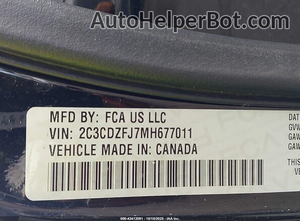 2C3CDZFJ7MH677011 2021 DODGE CHALLENGER Black Engine compartment view