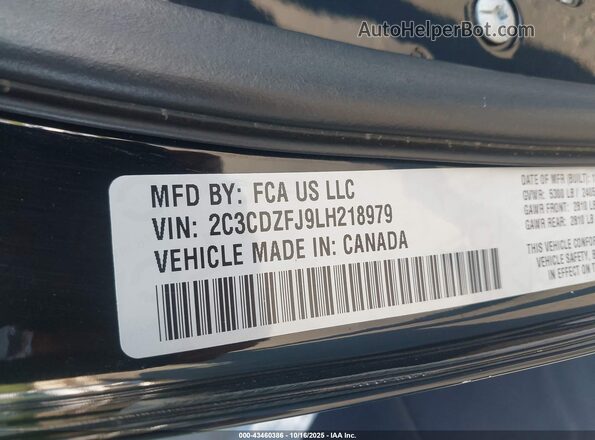 2C3CDZFJ9LH218979 2020 DODGE CHALLENGER Black Vista del compartimento del motor