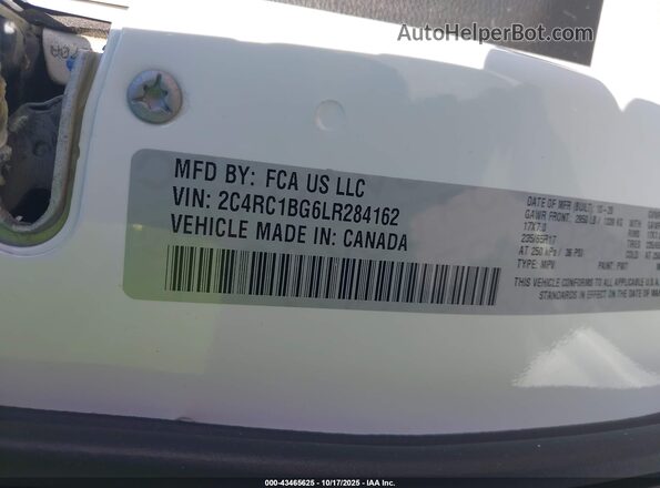 2C4RC1BG6LR284162 2020 CHRYSLER PACIFICA White Widok komory silnika