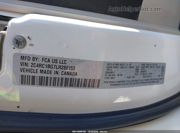 2C4RC1BG7LR280153 2020 CHRYSLER PACIFICA Белый Вид подкапотного пространства