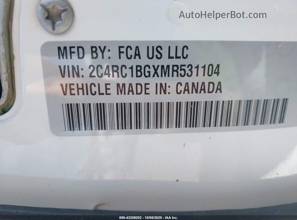 2C4RC1BGXMR531104 2021 CHRYSLER PACIFICA White ძრავის განყოფილების ხედი