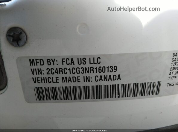 2C4RC1CG3NR160139 2022 CHRYSLER VOYAGER White Շարժիչի բաժամունքի տեսք