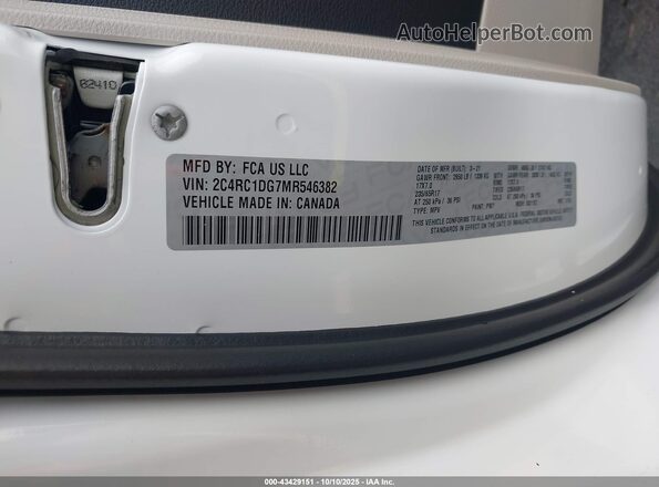 2C4RC1DG7MR546382 2021 CHRYSLER VOYAGER White Շարժիչի բաժամունքի տեսք