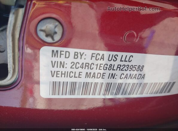 2C4RC1EG8LR239588 2020 CHRYSLER PACIFICA Темно-бордовый Вид подкапотного пространства