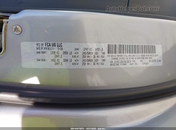 2C4RC1GG4LR216810 2020 CHRYSLER PACIFICA Серебряный Вид подкапотного пространства