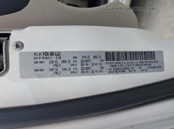 2C4RDGCG1LR207620 2020 DODGE GRAND White Панорамний вид салону 360°