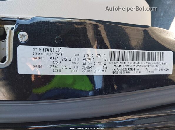 2C4RDGCG6LR153148 2020 DODGE GRAND CARAVAN Black Вид підкапотного простору