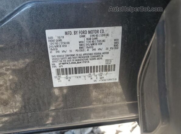 2FMPK3J90LBA17015 2020 FORD EDGE Charcoal VIN կոդի պիտակի տեսք