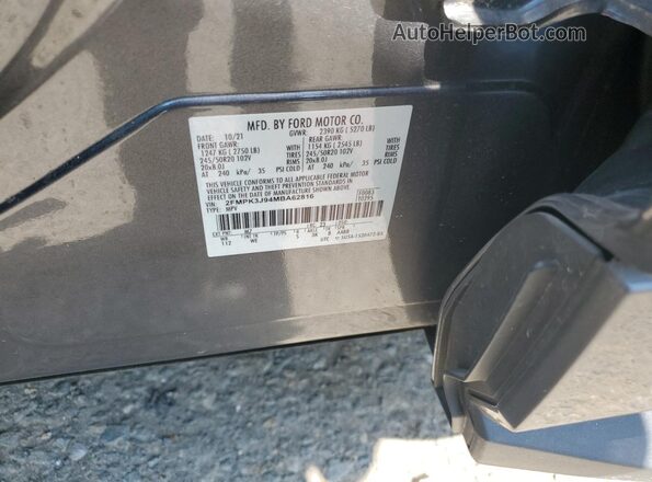 2FMPK3J94MBA62816 2021 FORD EDGE Gray 