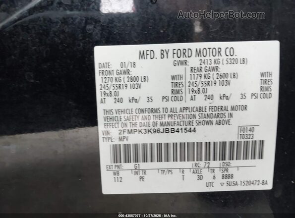 2FMPK3K96JBB41544 2018 FORD EDGE Black 