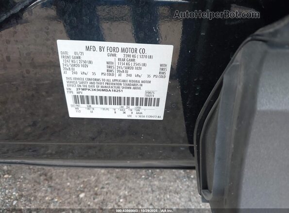 2FMPK3K96MBA18251 2021 FORD EDGE Black 