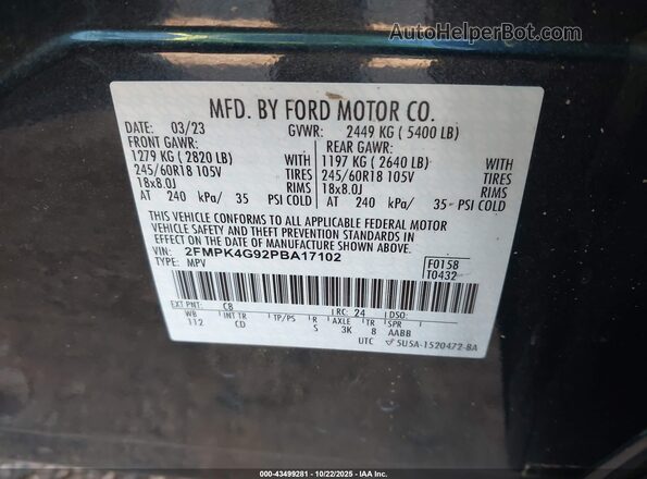 2FMPK4G92PBA17102 2023 FORD EDGE Navy ძრავის განყოფილების ხედი