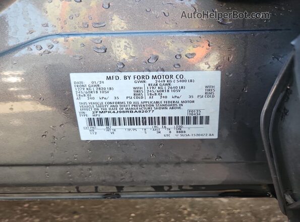 2FMPK4J98RBA82077 2024 FORD EDGE Gray VIN կոդի պիտակի տեսք