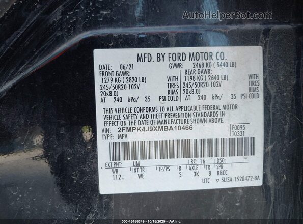 2FMPK4J9XMBA10466 2021 FORD EDGE Black 