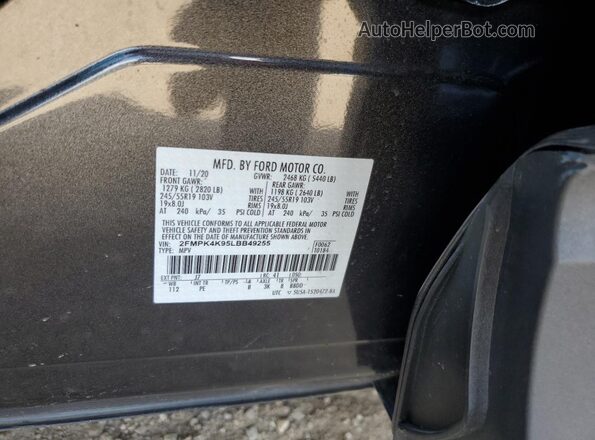 2FMPK4K95LBB49255 2020 FORD EDGE Gray Engine compartment view
