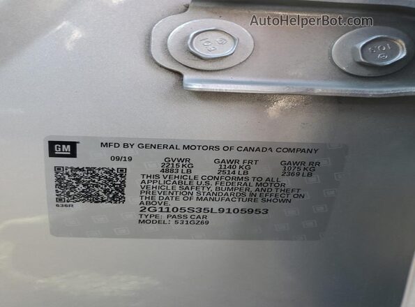 2G1105S35L9105953 2020 CHEVROLET IMPALA Серебряный Вид подкапотного пространства