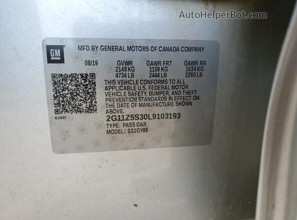 2G11Z5S30L9103193 2020 CHEVROLET IMPALA Серебряный Вид подкапотного пространства