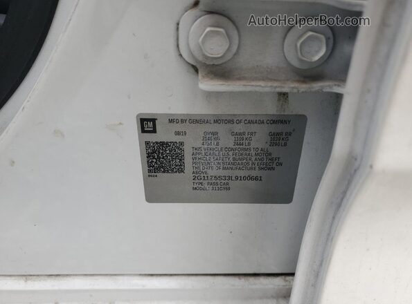 2G11Z5S33L9100661 2020 CHEVROLET IMPALA White Շարժիչի բաժամունքի տեսք