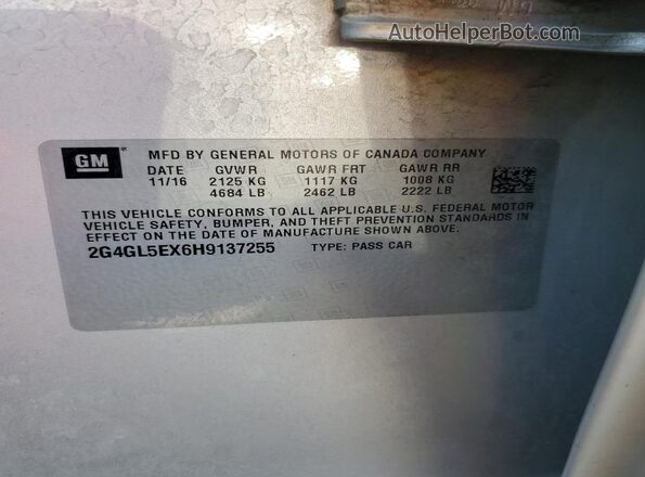 2G4GL5EX6H9137255 2017 BUICK REGAL Серебряный Вид подкапотного пространства
