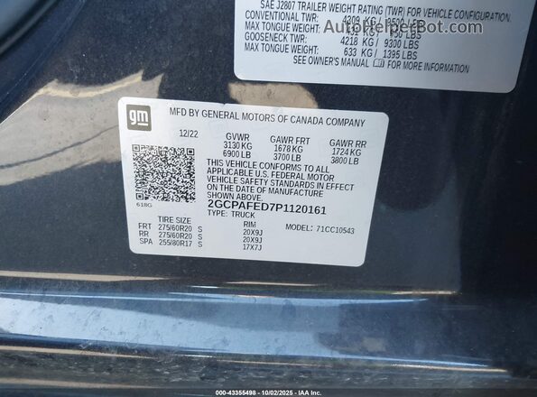 2GCPAFED7P1120161 2023 CHEVROLET SILVERADO Black 
