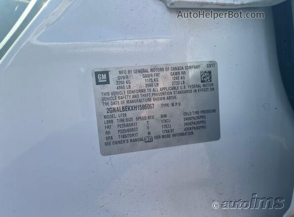 2GNALBEKXH1586067 2017 CHEVROLET EQUINOX  Вид задньої частини салону