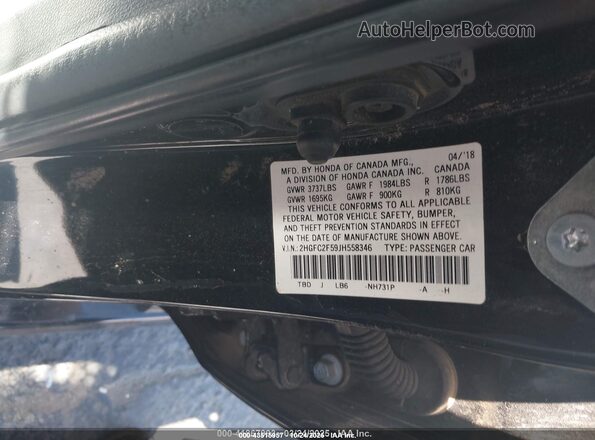 2HGFC2F59JH558346 2018 HONDA CIVIC Black Engine compartment view