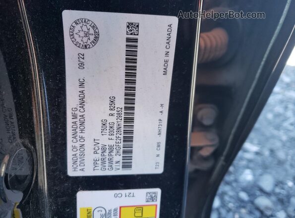 2HGFE2F28NH129852 2022 HONDA CIVIC Black VIN კოდის სტიკერის ხედი