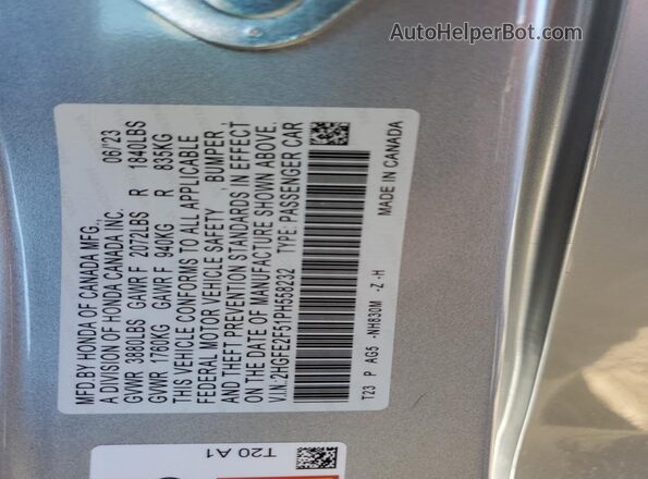 2HGFE2F51PH558232 2023 HONDA CIVIC Silver 