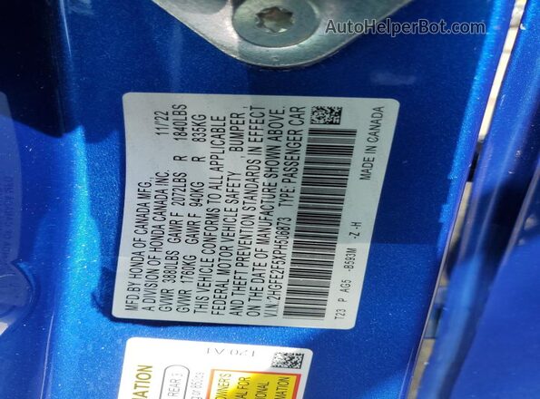 2HGFE2F5XPH506873 2023 HONDA CIVIC Синий 