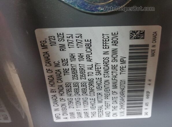 2HKRS4H24RH437031 2024 HONDA CRV Gray 
