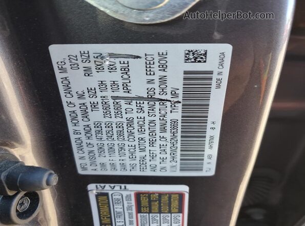 2HKRW2H52NH636690 2022 HONDA CR-V Silver 