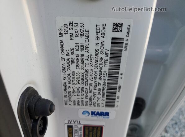 2HKRW2H55MH616237 2021 HONDA CR-V White 